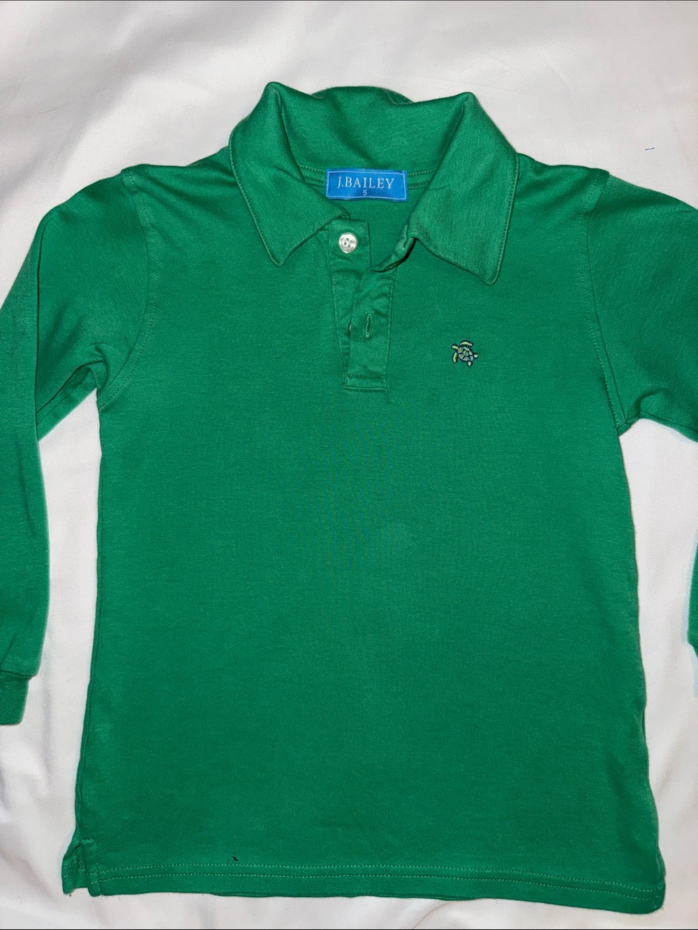 J. Bailey Green Long-Sleeve Polo Shirt Boys Size 5